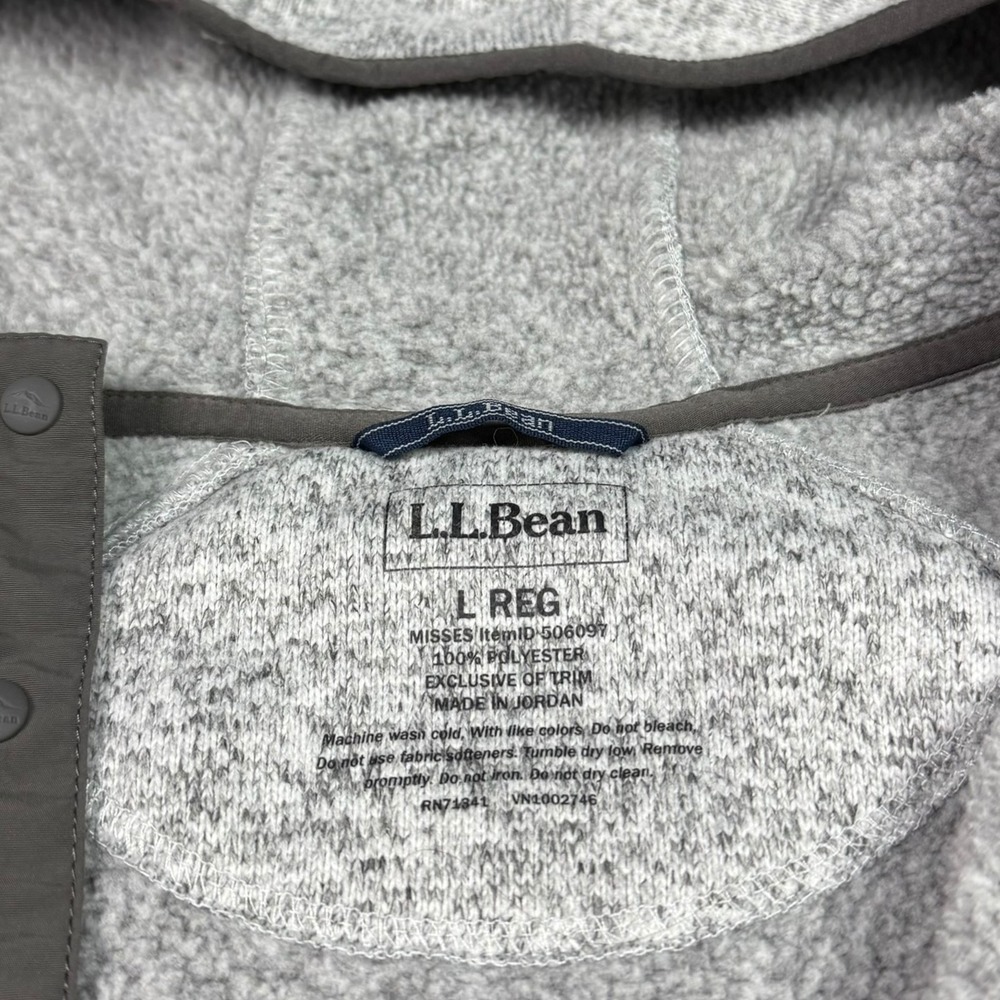 L.L. Bean Gray 100% Polyester 1/4 Snap Hoodie Sweatshirt Women's Large - Picture 4 of 8